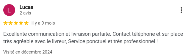Avis 5 étoile d'un client Smart Transports Services en décembre 2024